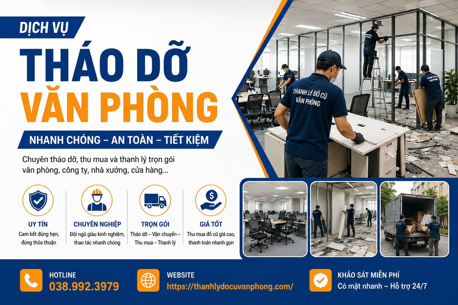 Đội ngũ thợ tháo dỡ văn phòng trọn gói tại TPHCM
